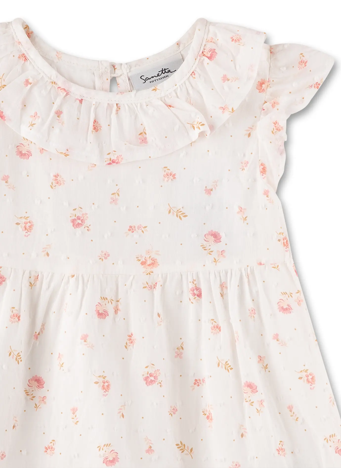Sanetta Kleid in Creme Weiß mit Zarten Blumen - SALE Sanetta Kleid in Creme Weiß mit Zarten Blumen - SALE
