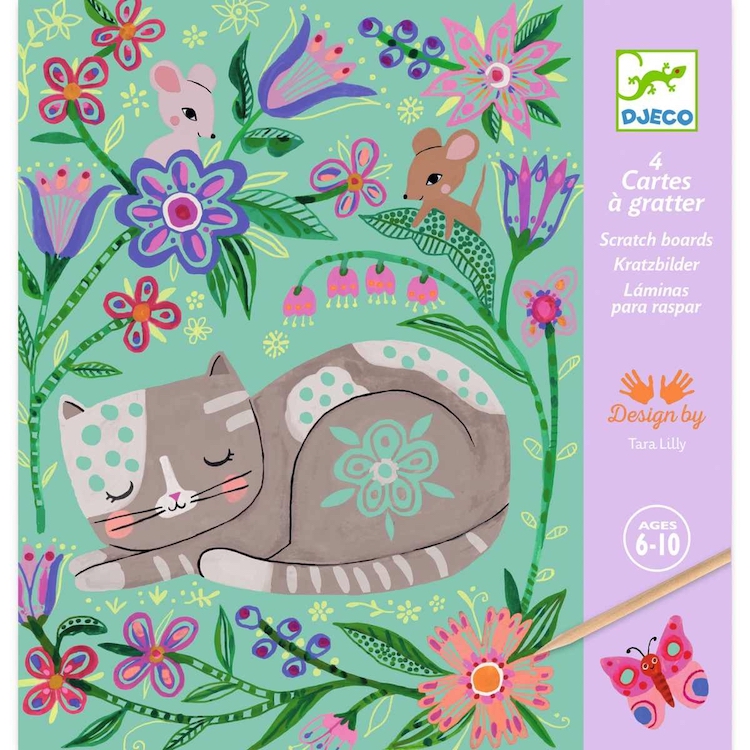 Djeco Kratzbilder - Begegnungen - Katze & Eichhörnchen