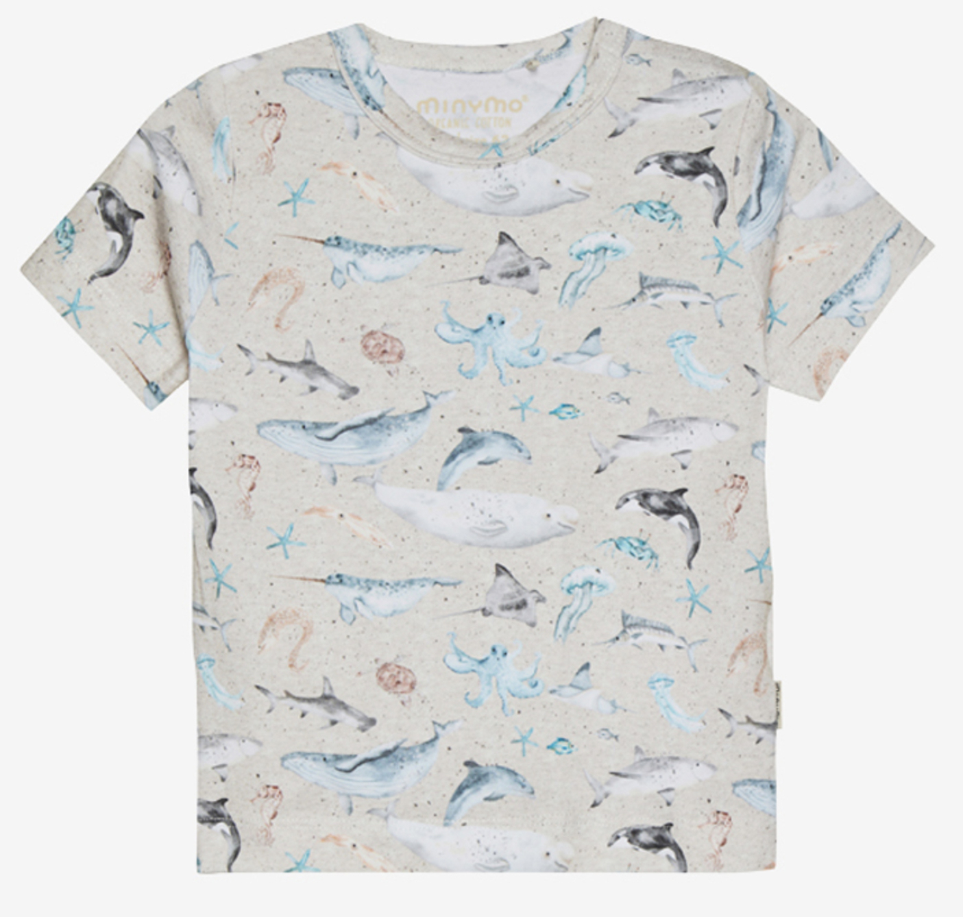 Minymo Baby Kurzarm T-Shirt - allover Meerestiere
