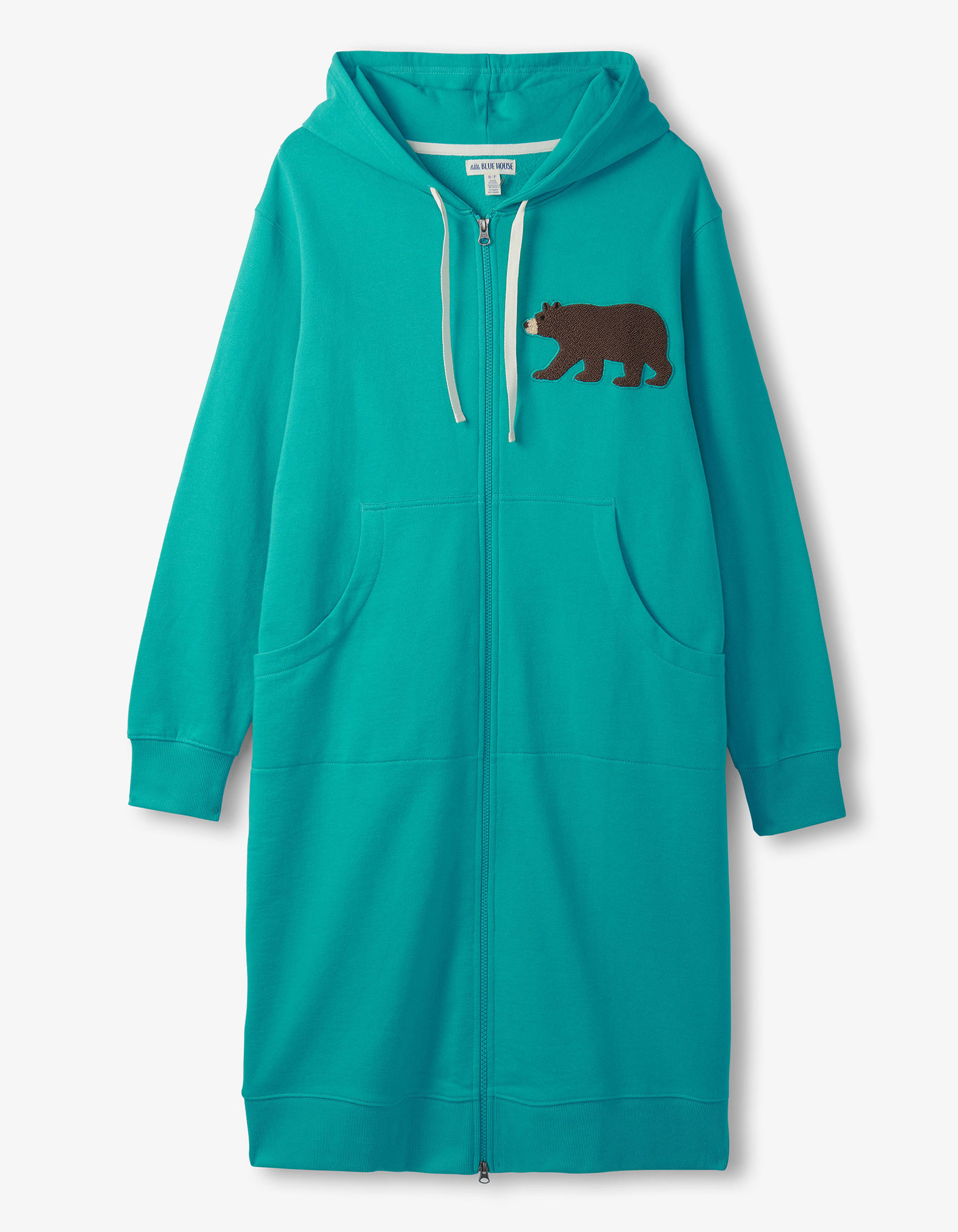 Little Blue House Oversized Zipper Hoodie Mantel Bademantel - Petrol Bär