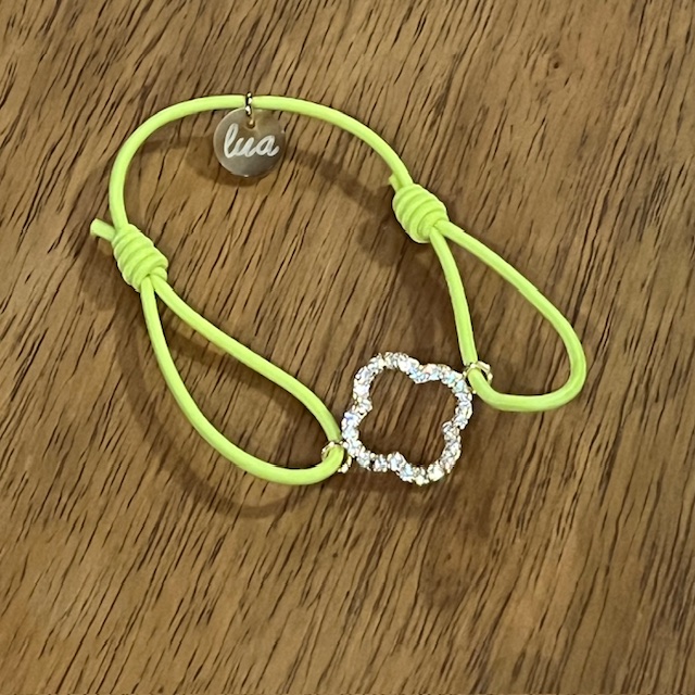 Lua Floris Armband - Elastisch mit Gold Glitzer Charm - Wählen Sie Ihre Farbe 