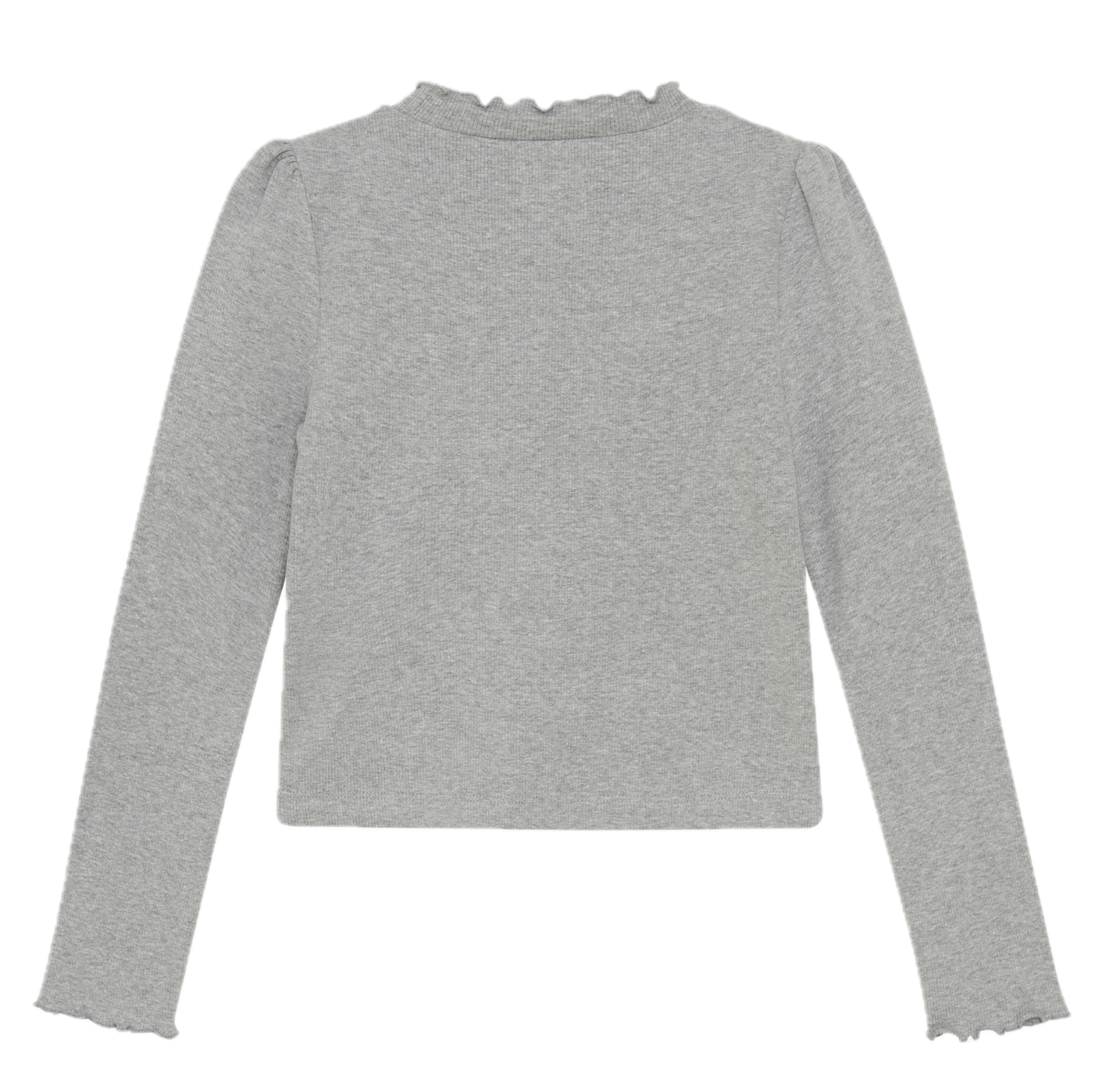 Creamie Langarm Shirt - Gerippt in Grau mit Strass