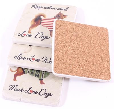 em6654-2 Lafinesse Stone Coaster - Hunde Liebe - Wähle von 4 Varianten