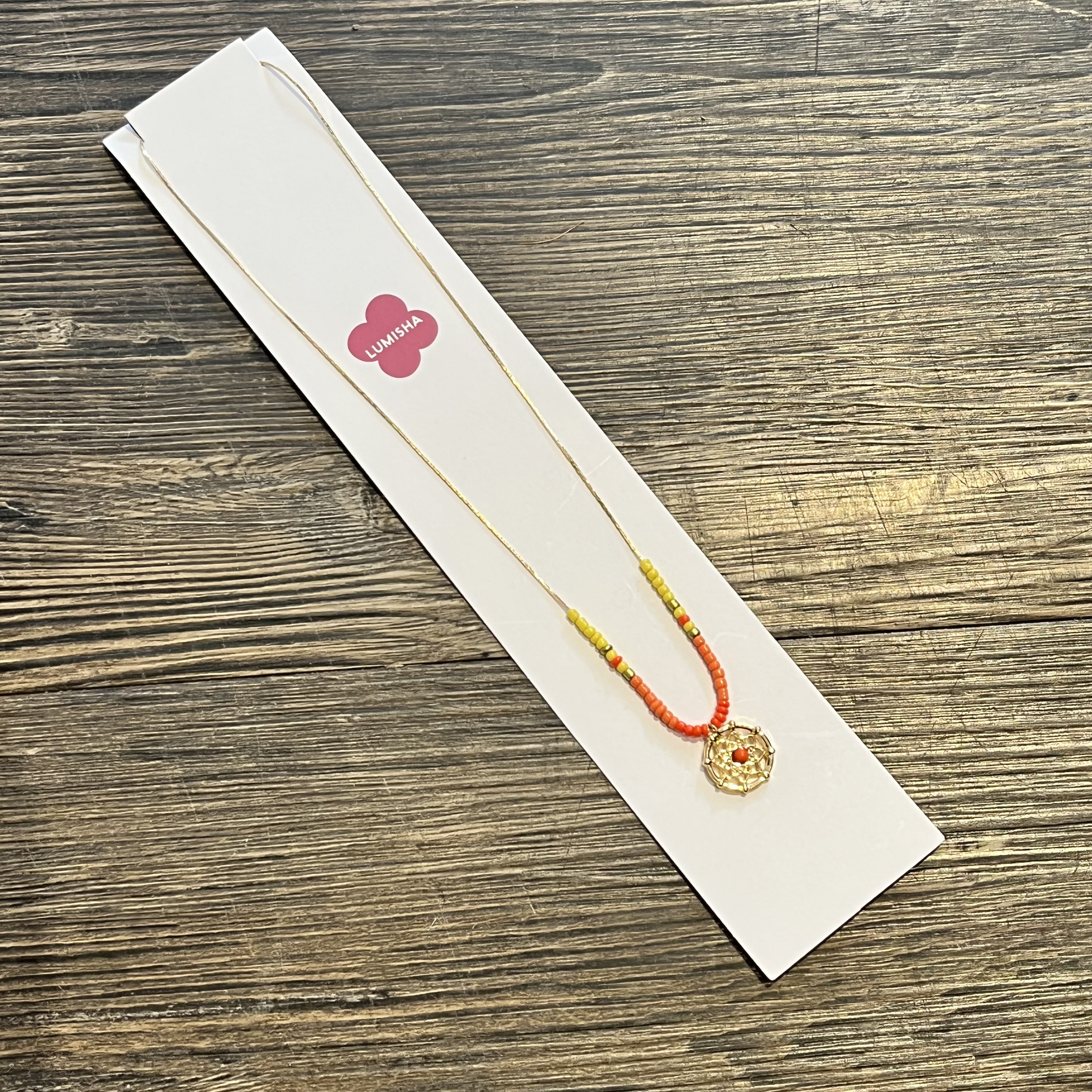 Lumisha Xana Kette mit Medaille - Orange & Gelb