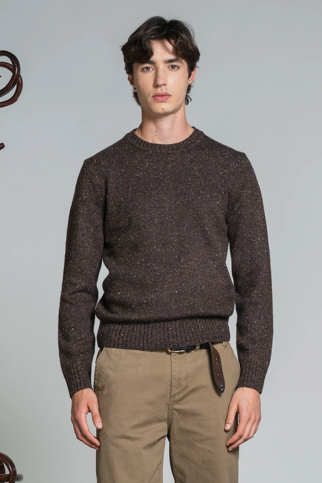 IMPURE George Rundhals Strick Pullover Wollmischung Braun Meliert IMPURE George Rundhals Strick Pullover Wollmischung Braun Meliert