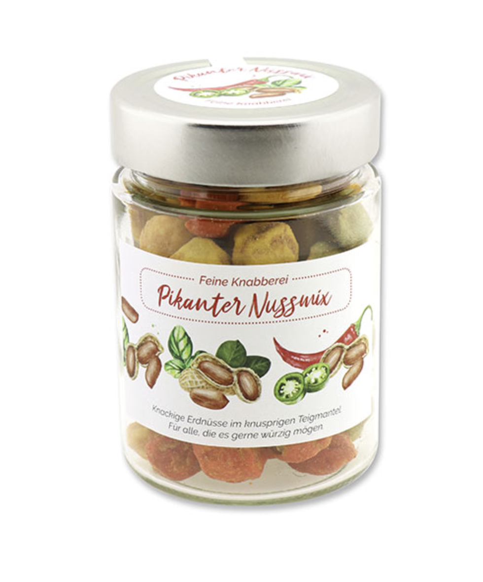 Feine Knabberei – Pikanter Nussmix - 140g im Glas