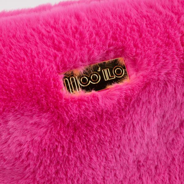 Moo' Ilo Damen Teddyfell Clutch in Pink - SALE Moo' Ilo Damen Teddyfell Clutch in Pink - SALE