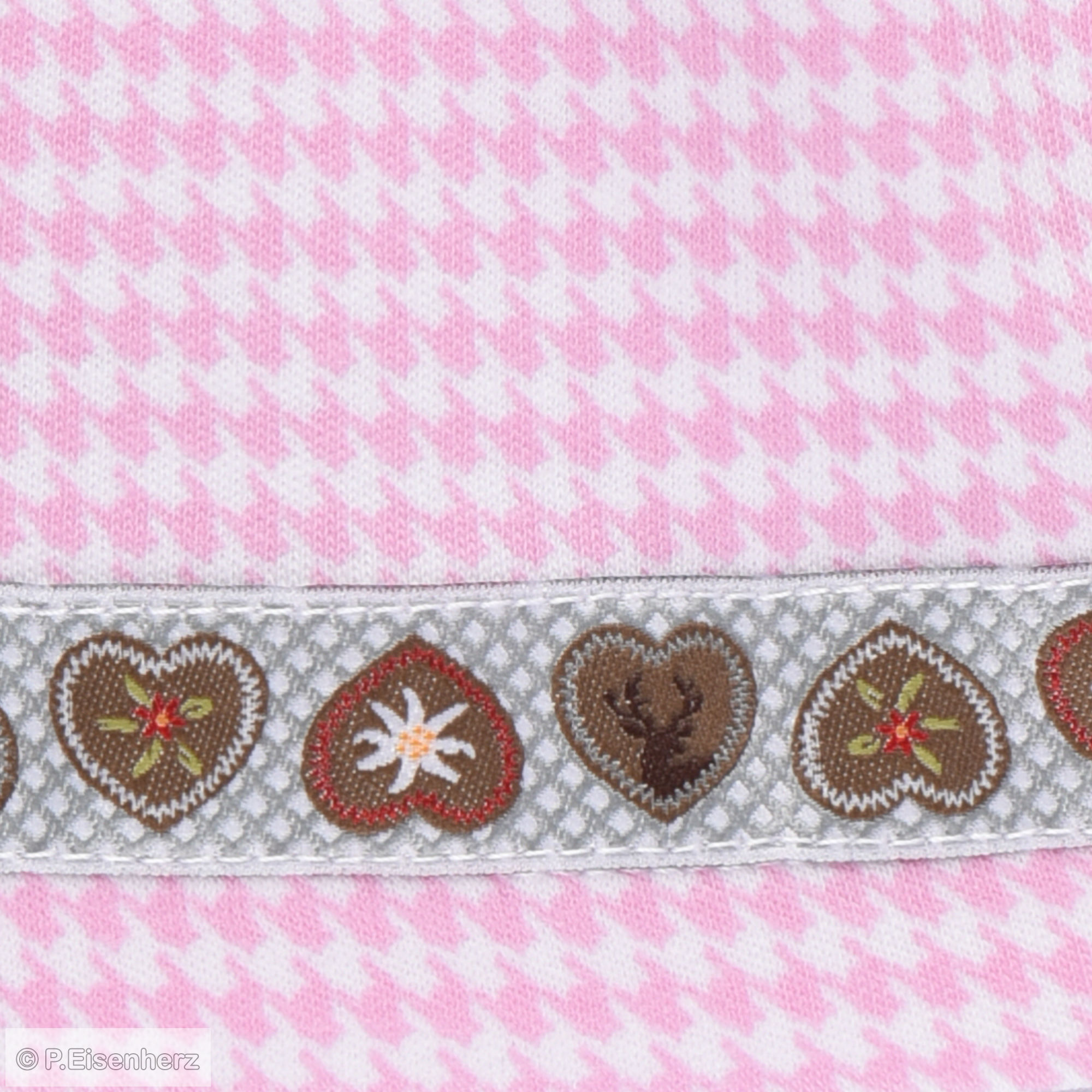P.Eisenherz Kurzarm Dirndl Kleid mit Body''Hirsch'' rosa/weiß