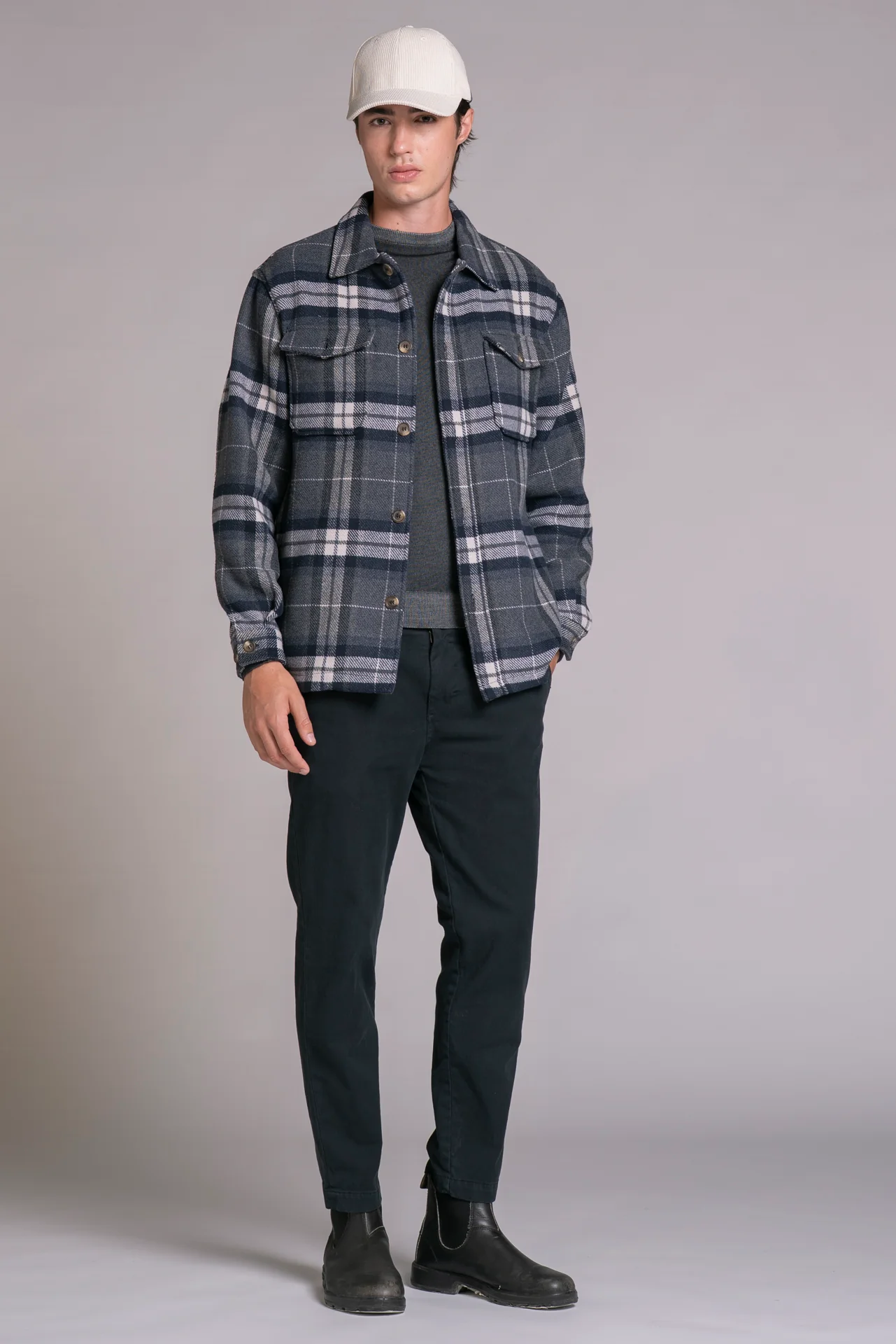 IMPURE Gabriel Flannel Hemd Overshirt Lumberjack Karo Navy Blau