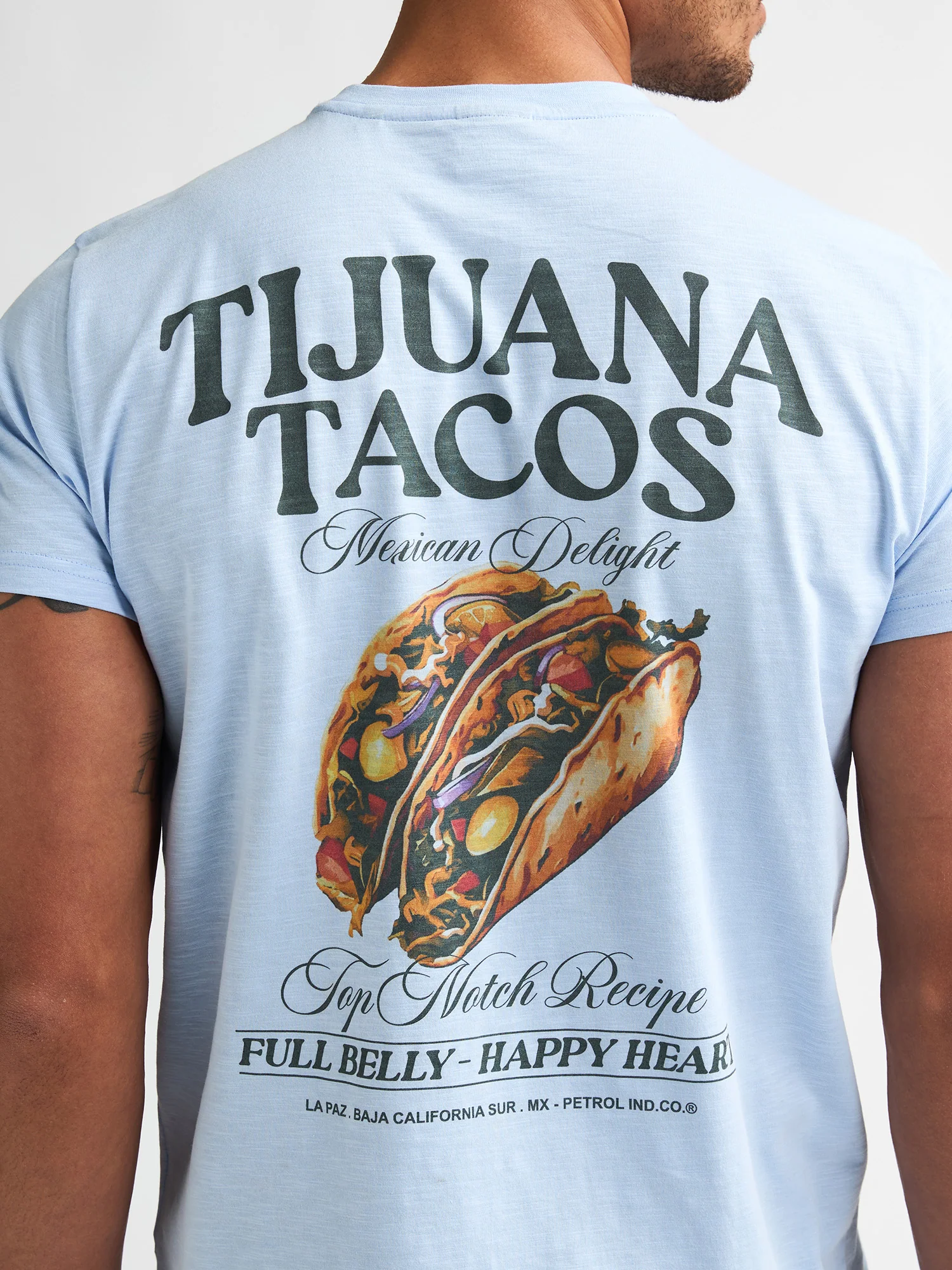 Petrol Industries Herren Kurzarm T-Shirt in Hellblau - Tijuana Tacos