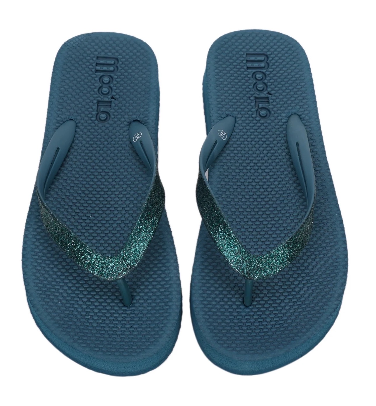 Moo' Ilo Damen Flip Flops Lena Tapestry in Petrol Grün Glitzer + Neon Grün Jelly Clutch Moo' Ilo Damen Flip Flops Lena Tapestry in Petrol Grün Glitzer + Neon Grün Jelly Clutch