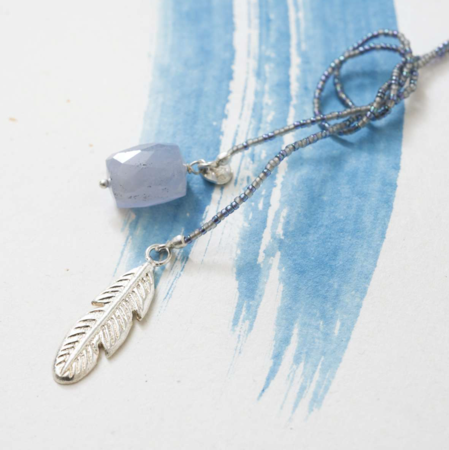 A Beautiful Story Halskette Nova Blauer Achat Silber