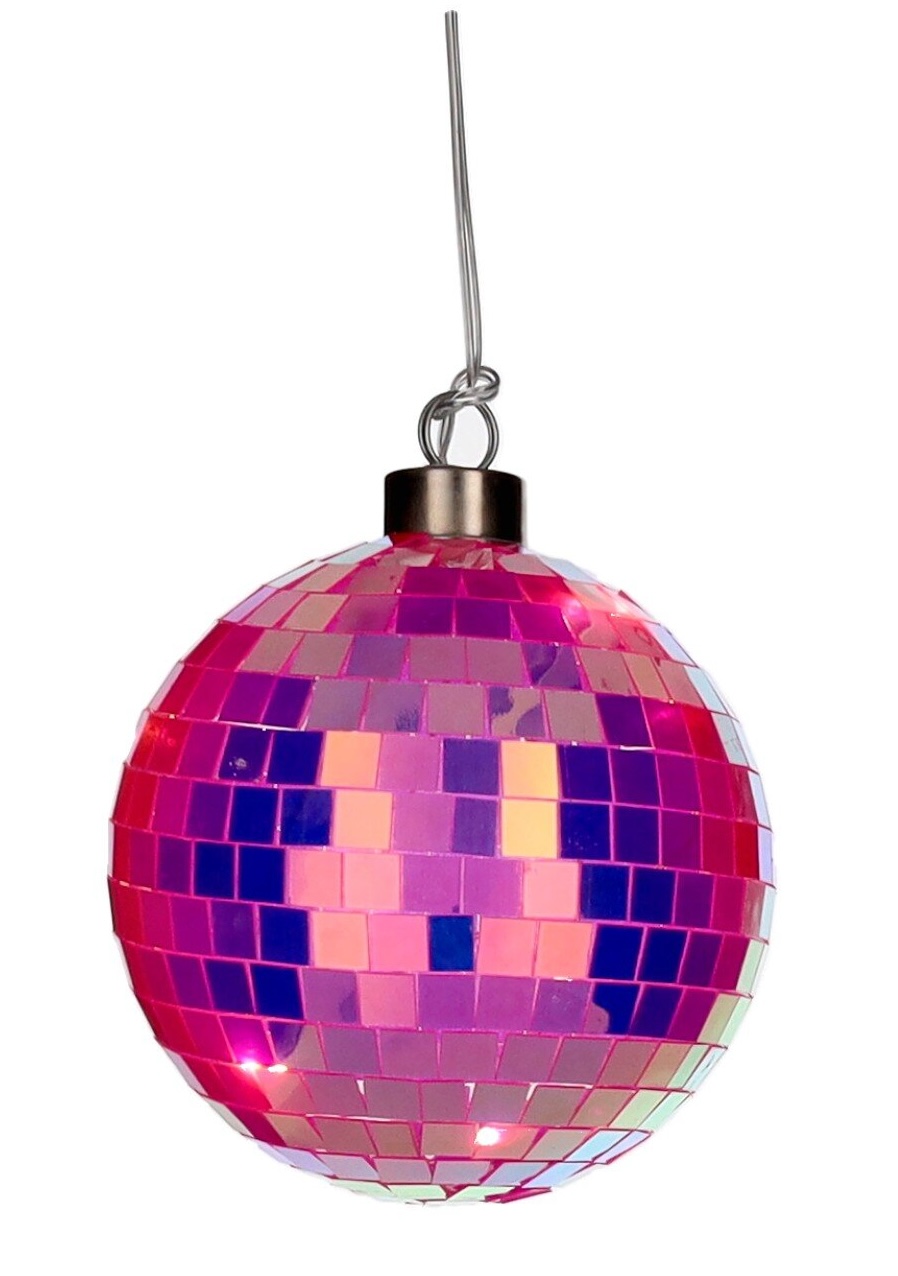 The Gift Company DISCO LED Kugel aus Glas in Neon Pink – 10 cm 