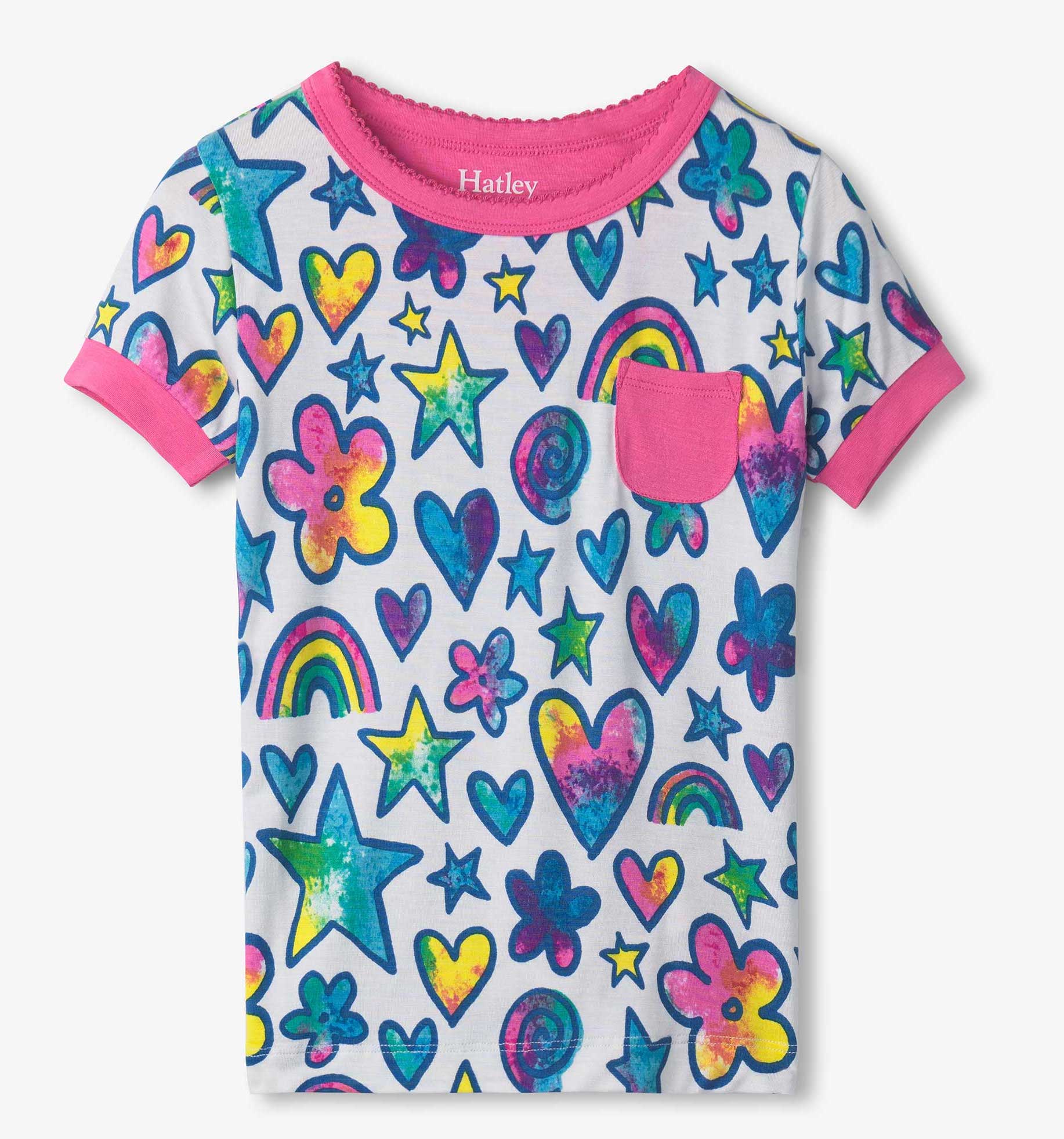 Hatley Kurzarm Bambus Pyjama mit Wasserfarben Doodles - SALE