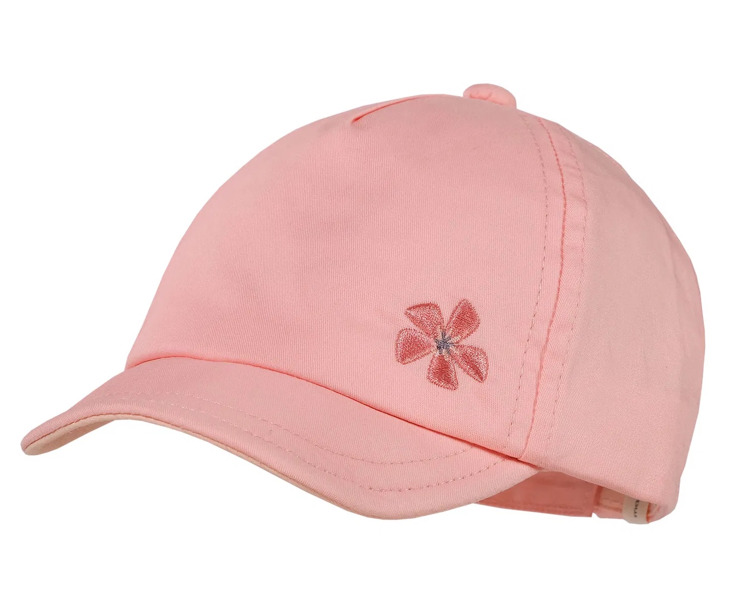 Maximo Baby Mädchen Cap in Rosa mit Blume gestickt & Flexibel Schirm & Klettverschluss