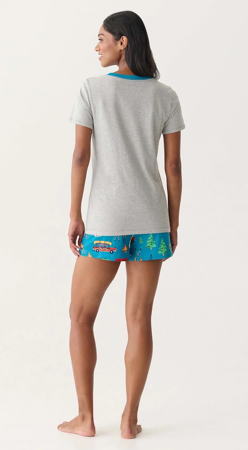 Little Blue House Damen Pajama T-Shirt Retro Camping in Grau - Light My Fire Little Blue House Damen Pajama T-Shirt Retro Camping in Grau - Light My Fire
