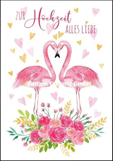 Edition Gollong Karte zur Hochzeit Alles Liebe - zwei Flamingos