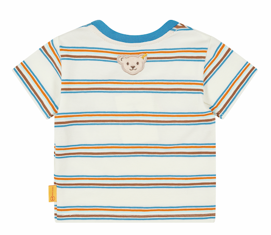STEIFF-KURZARM-T-SHIRT-GESTREIFT Steiff Baby Boys Kurzarm T-Shirt Blau Orange Gestreift