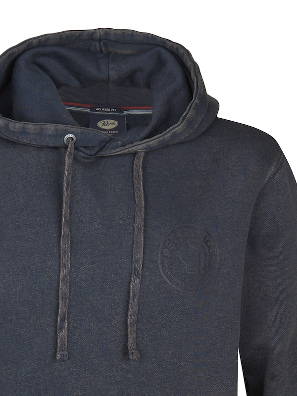 Petrol Industries Herren Kapuzenpullover in Gunmetal Washed Schwarz mit Backprint