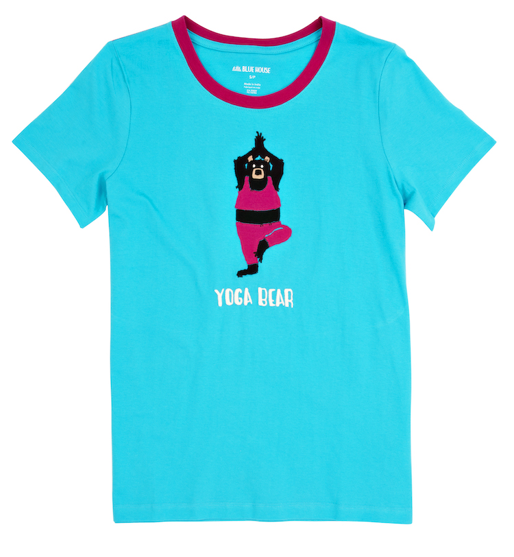 TSJYOGA001 Little Blue House Kurzarm T-Shirt Yoga Bear - Yoga Bär