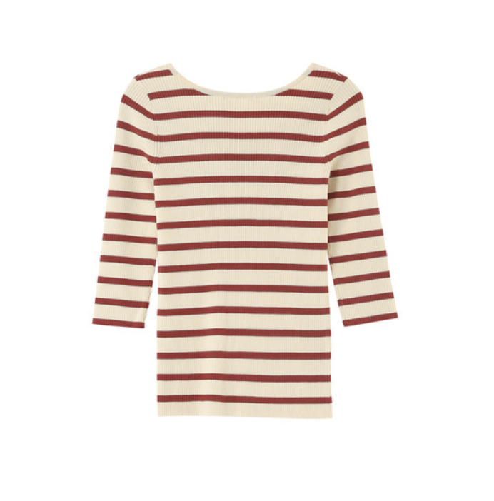 Grace & Mila Langarm Shirt PAIGE V-Ausschnitt mit 3/4-Ärmeln - Terracotta gestreift - SALE Grace & Mila Langarm Shirt PAIGE V-Ausschnitt mit 3/4-Ärmeln - Terracotta gestreift - SALE