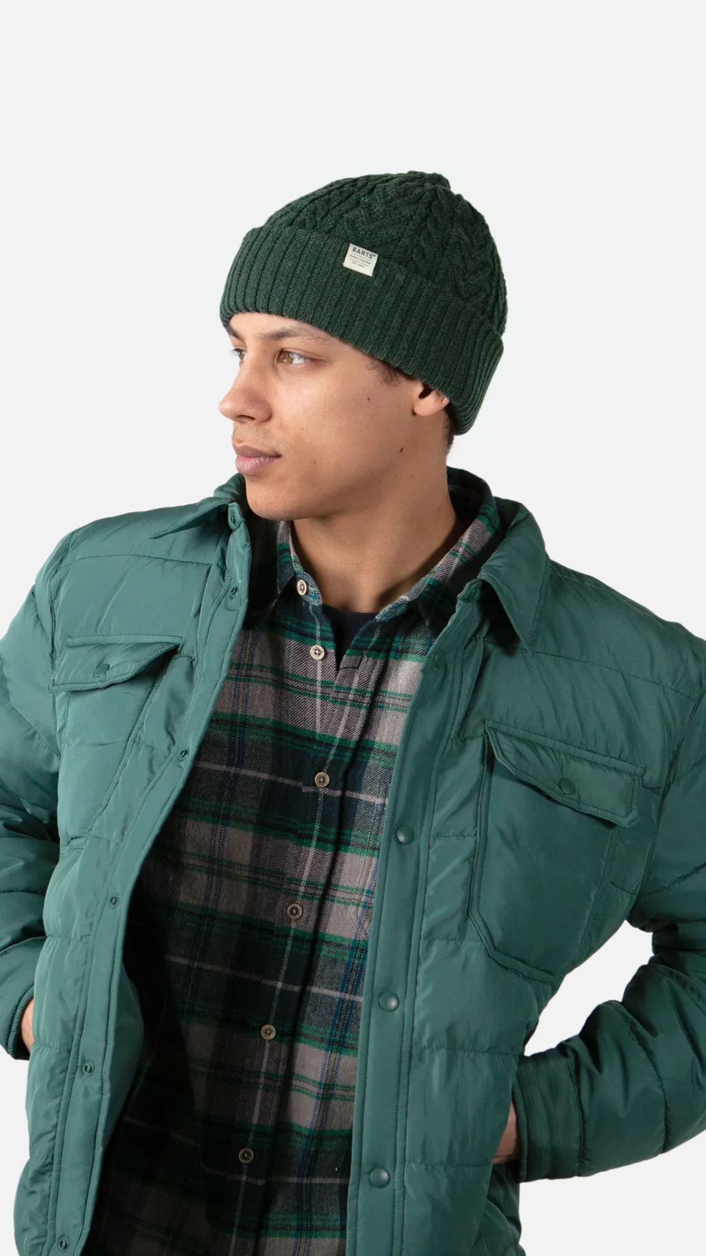 Barts Pacifick Kabelstrick Herren Beanie Mütze in Waldgrün