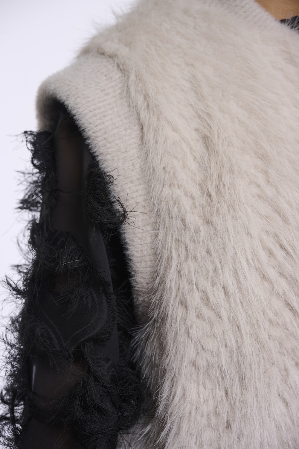 Rino & Pelle ALVITA Damen Weste mit flauschigen Pelz in Birch Beige