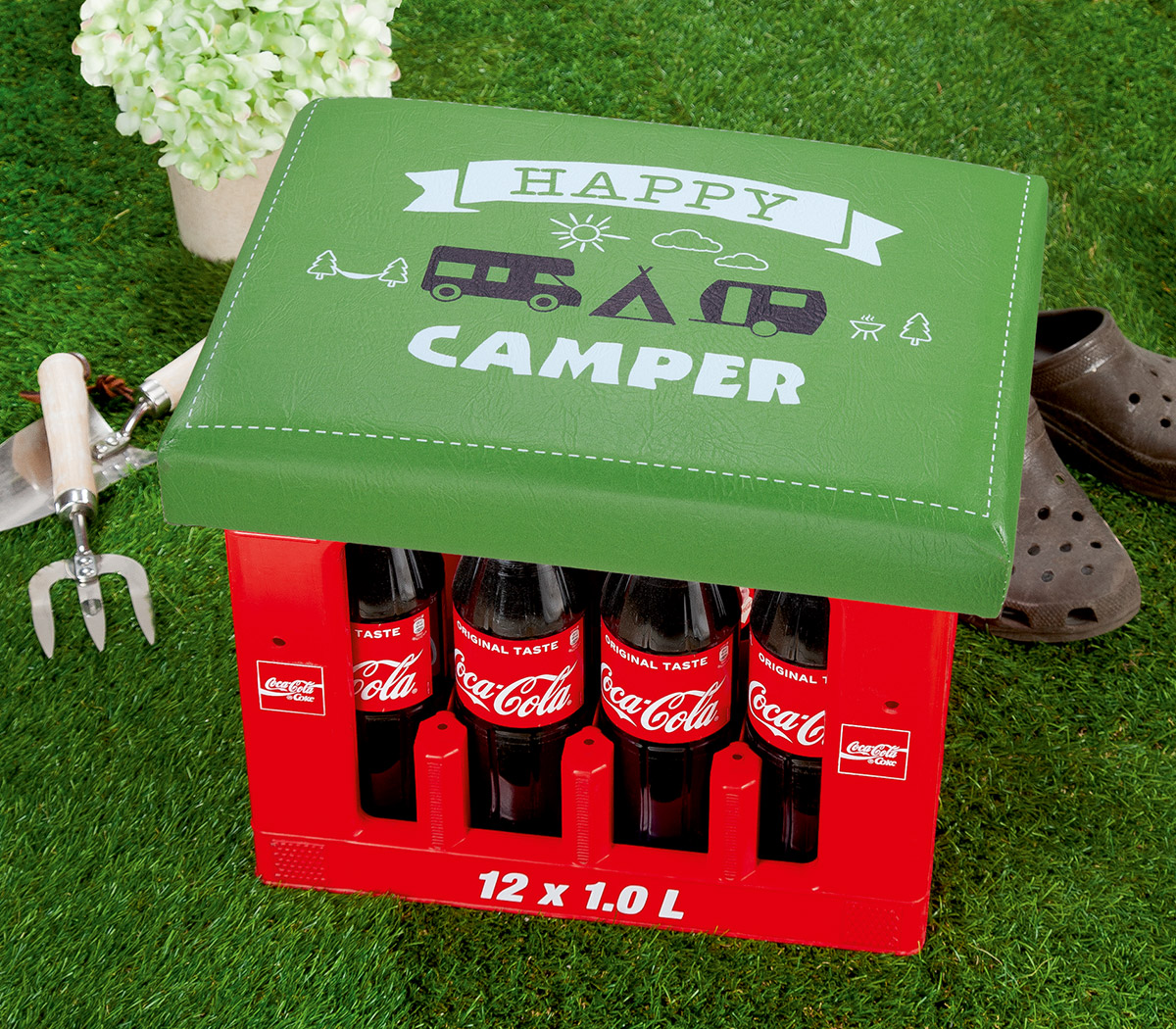 42979 Gilde Sitzpolster für Bierkasten - Happy Camper