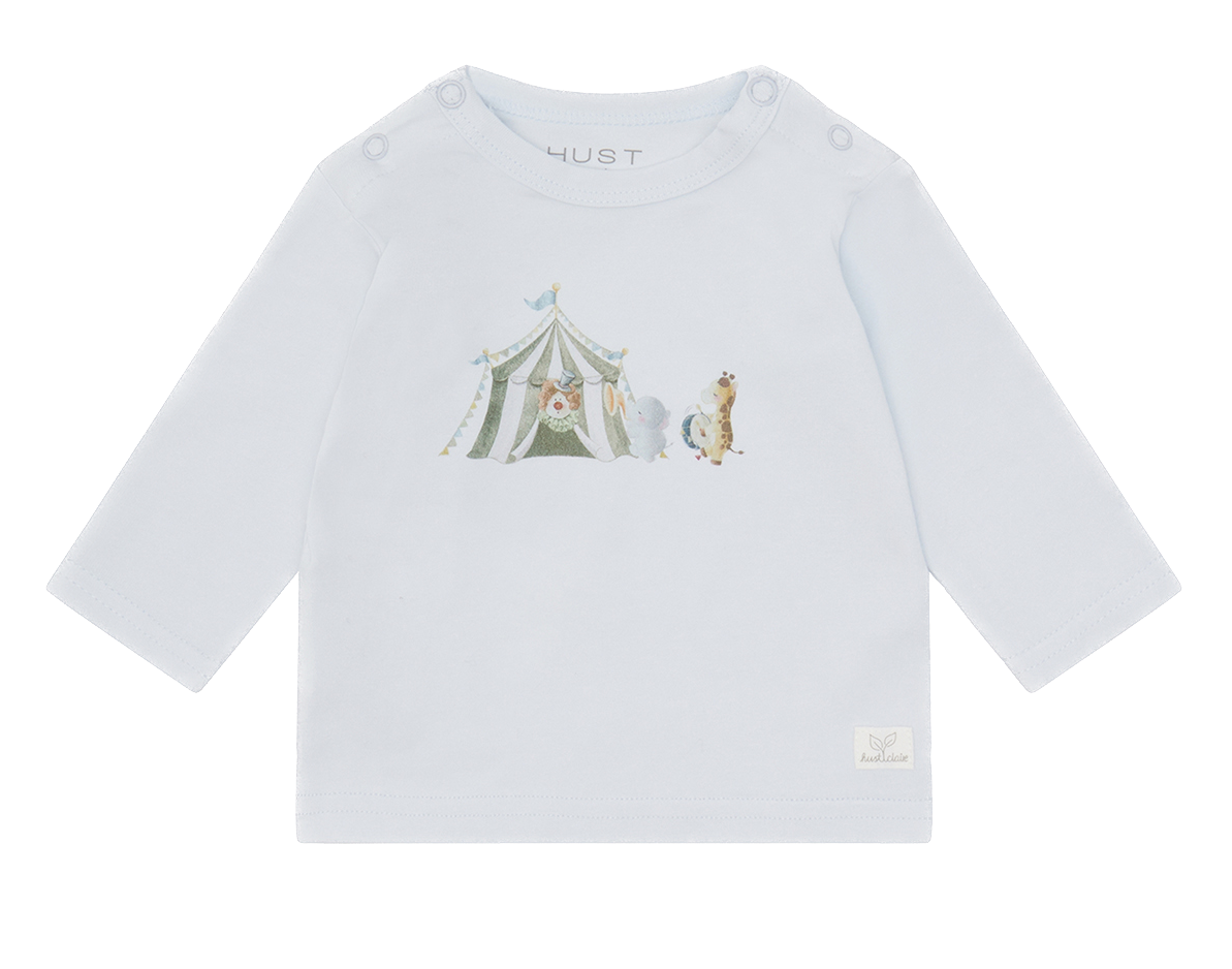 Hust & Claire Alex Langarm T-Shirt in Water Blau - Zirkuszelt mit Tiere 