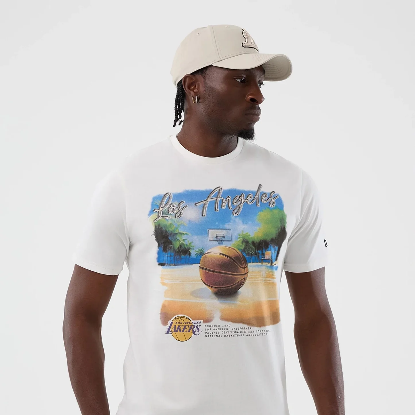 New Era T-Shirt in weiß - NBA Beach Graphic LA Lakers - Basektball