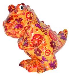 POMME-PIDOU-SPARDOSE-DINO-TITO-ORANGE Pomme pidou Spardose Dino Tito in Orange mit Peace Symbole