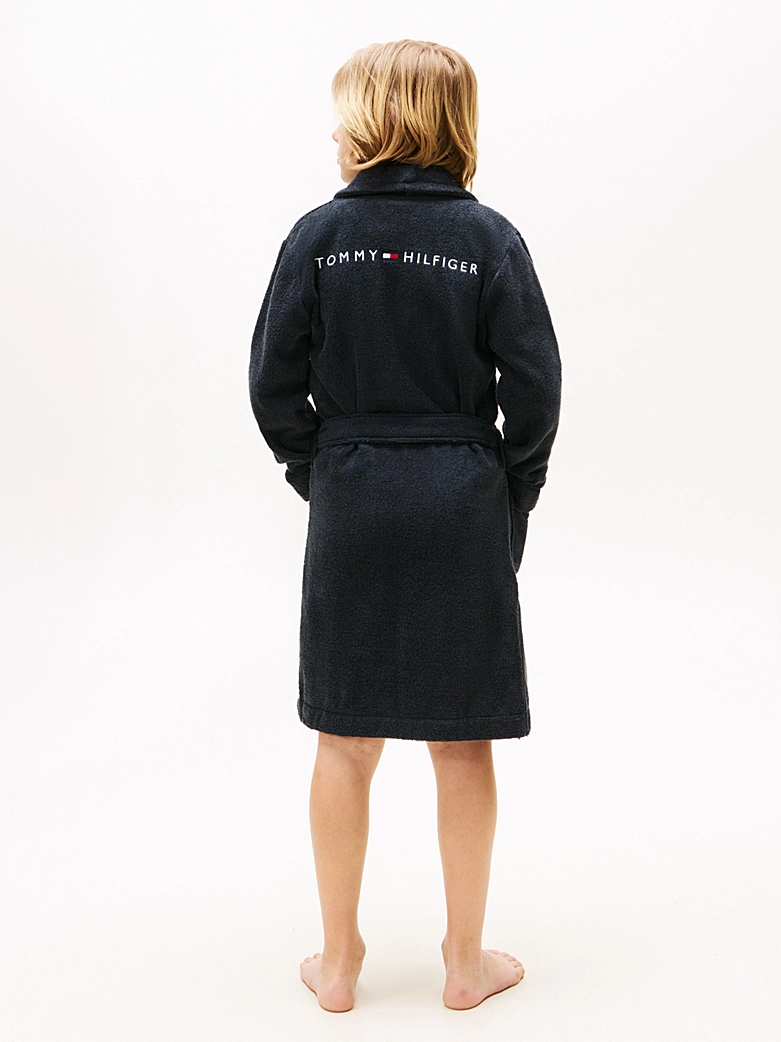 Tommy Hilfiger Frottee-Bademantel mit Rückenlogo - Desert Sky/Dunkelblau Tommy Hilfiger Frottee-Bademantel mit Rückenlogo - Desert Sky/Dunkelblau