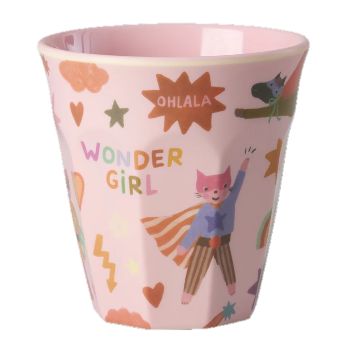 RICE Kinderbecher Medium Pink mit Hero Print aus Melamin – 250 ml RICE Kinderbecher Medium Pink mit Hero Print aus Melamin – 250 ml