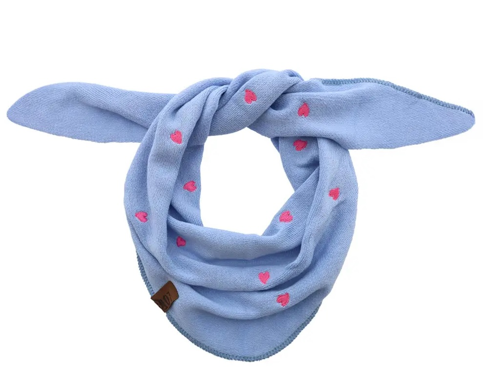 LOT83 Mini-Schal 12 Hellblau mit Pink Herzen Allover LOT83 Mini-Schal 12 Hellblau mit Pink Herzen Allover