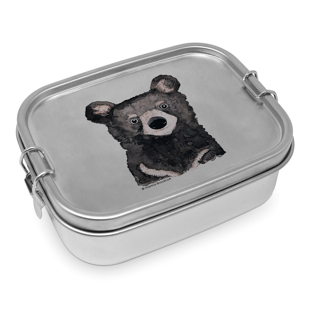 Paperproducts Edelstahl Brotzeit Box - Grauer Bär