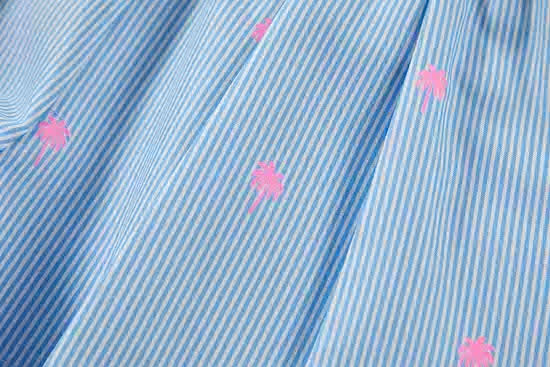 Someone Faro Shorts Hellblau Gestreift - Neon Pink Palmen