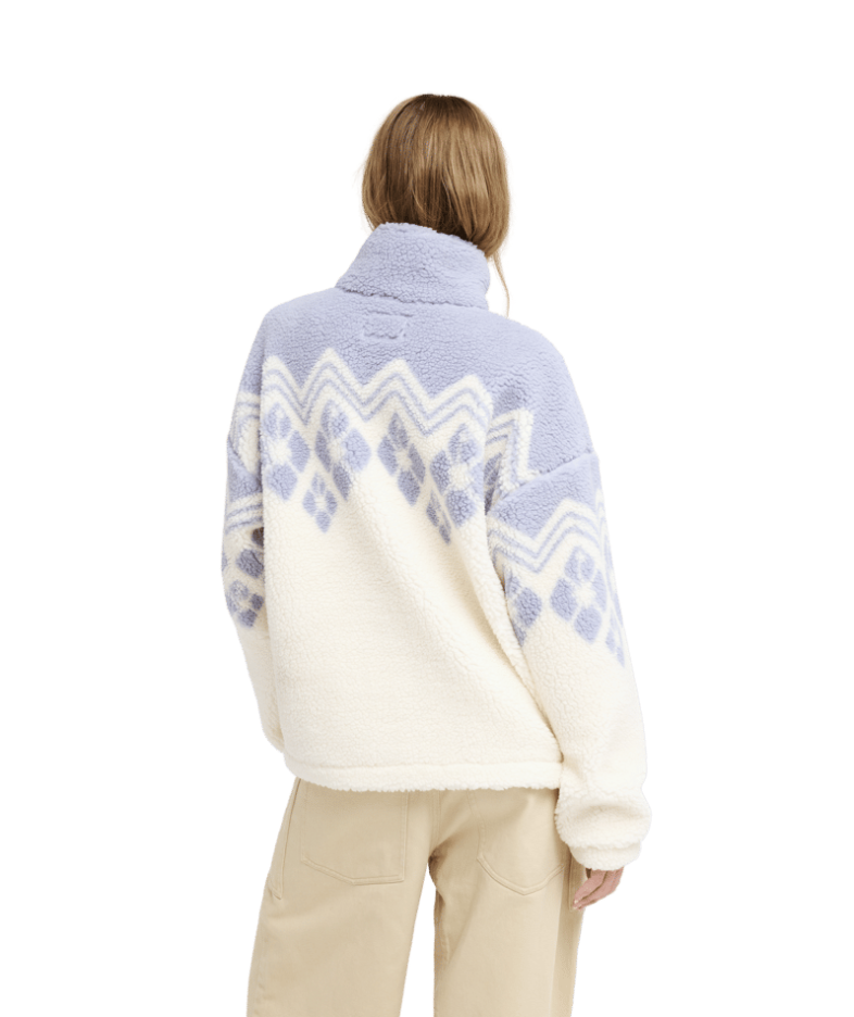 Roxy Mountain Story Fleece-Pullover/Fleece-Jacke mit Reißverschlusskragen - Blau & Weiß