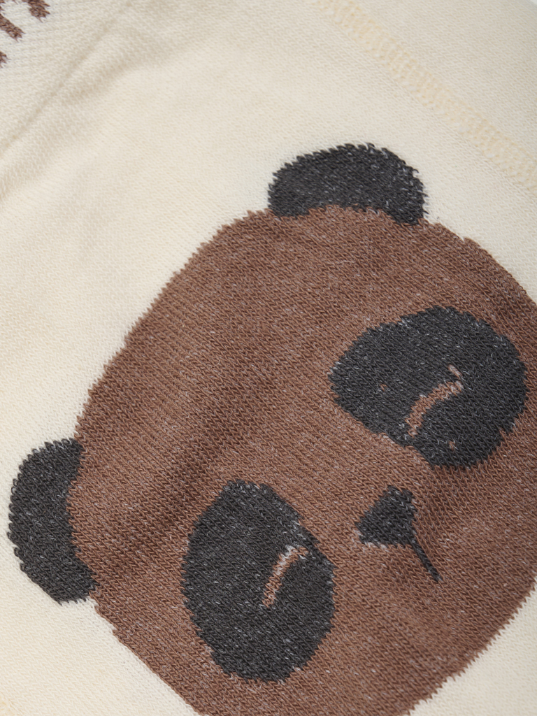 Minymo Baby Strumpfhosen mit Motiv auf der Rückseite - Creme mit Bär