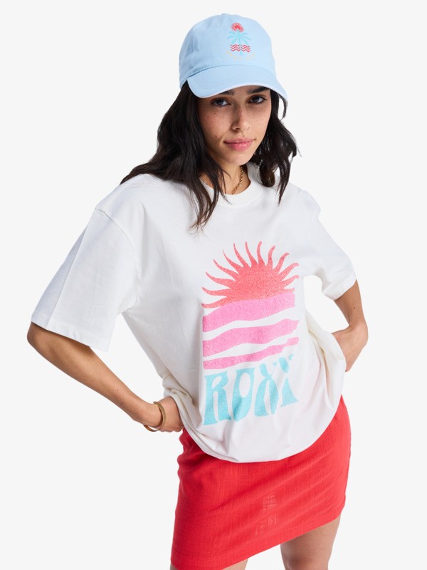 Roxy Hangloose Poster T-Shirt in Coconut Milk Weiß für Frauen mit Sonne