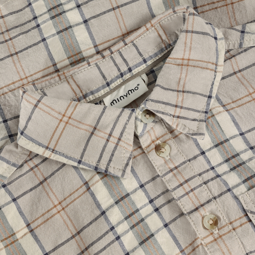 Minymo kariertes Hemd - Beige & Navy Karo