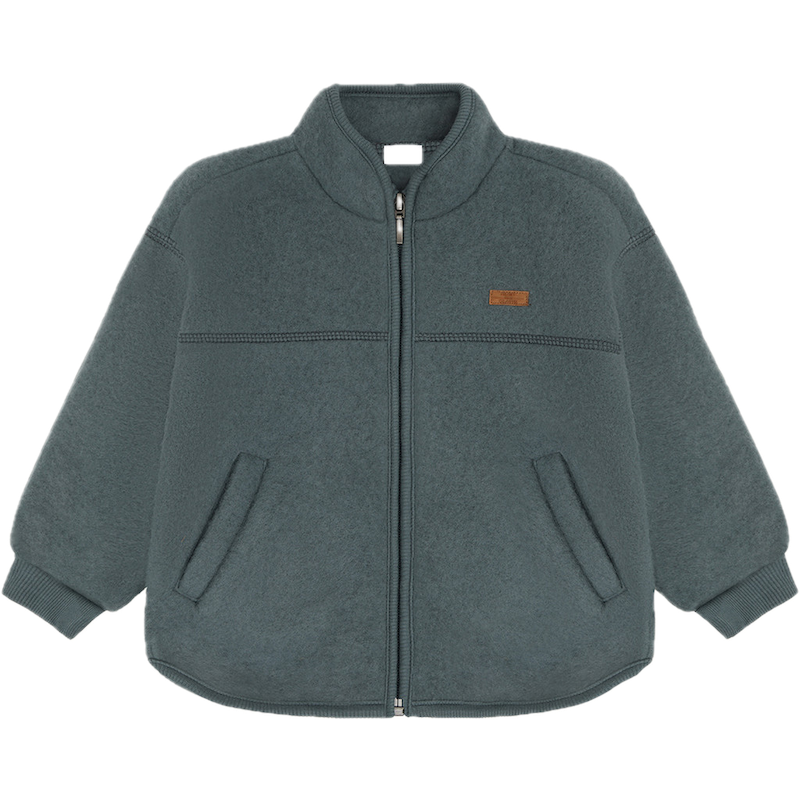 Hust & Claire Emi Merino-Wollfleecejacke in Balsamgrün mit Reißverschluss