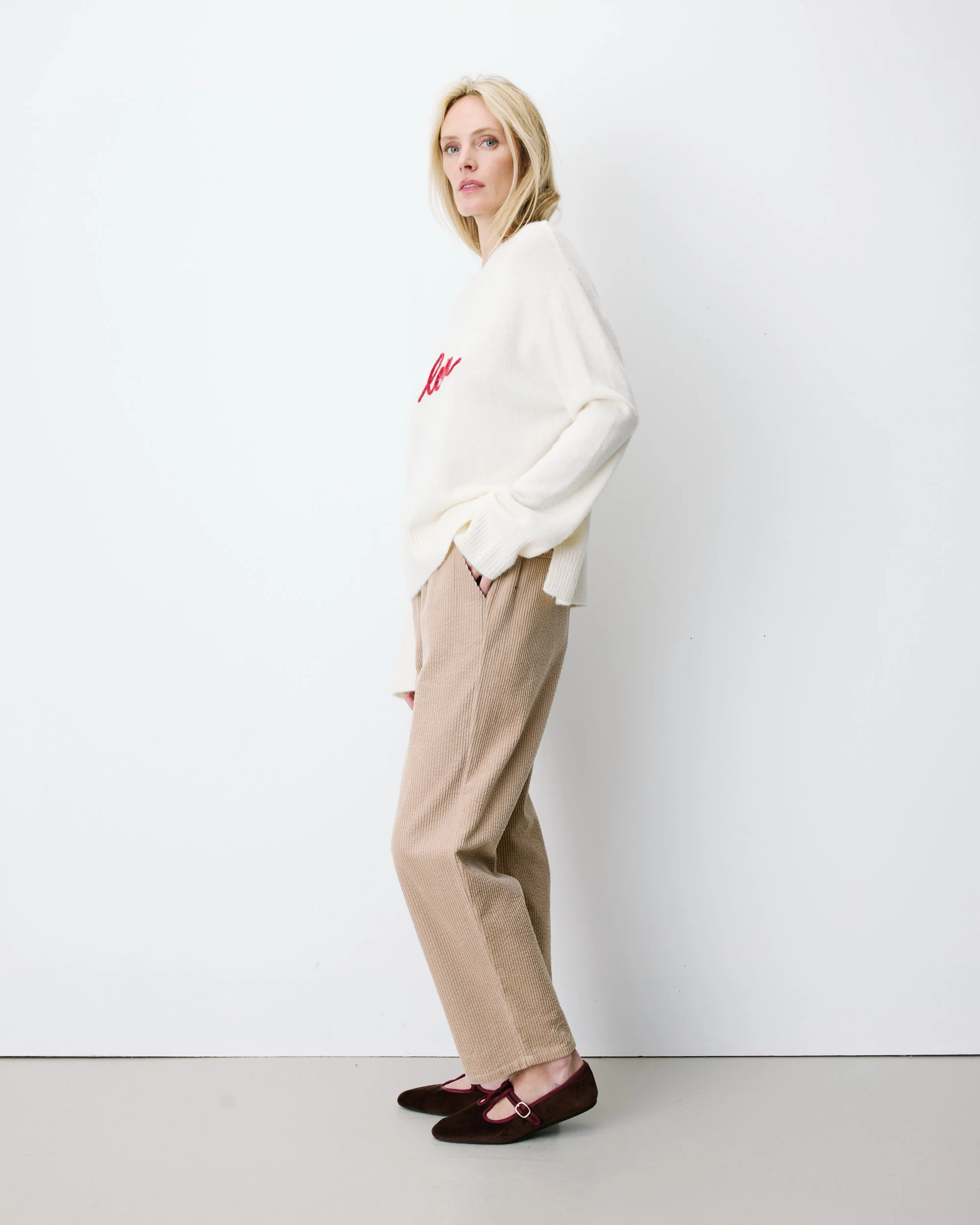 Grace & Mila Aubin Strickpulli in Creme mit Rot - love