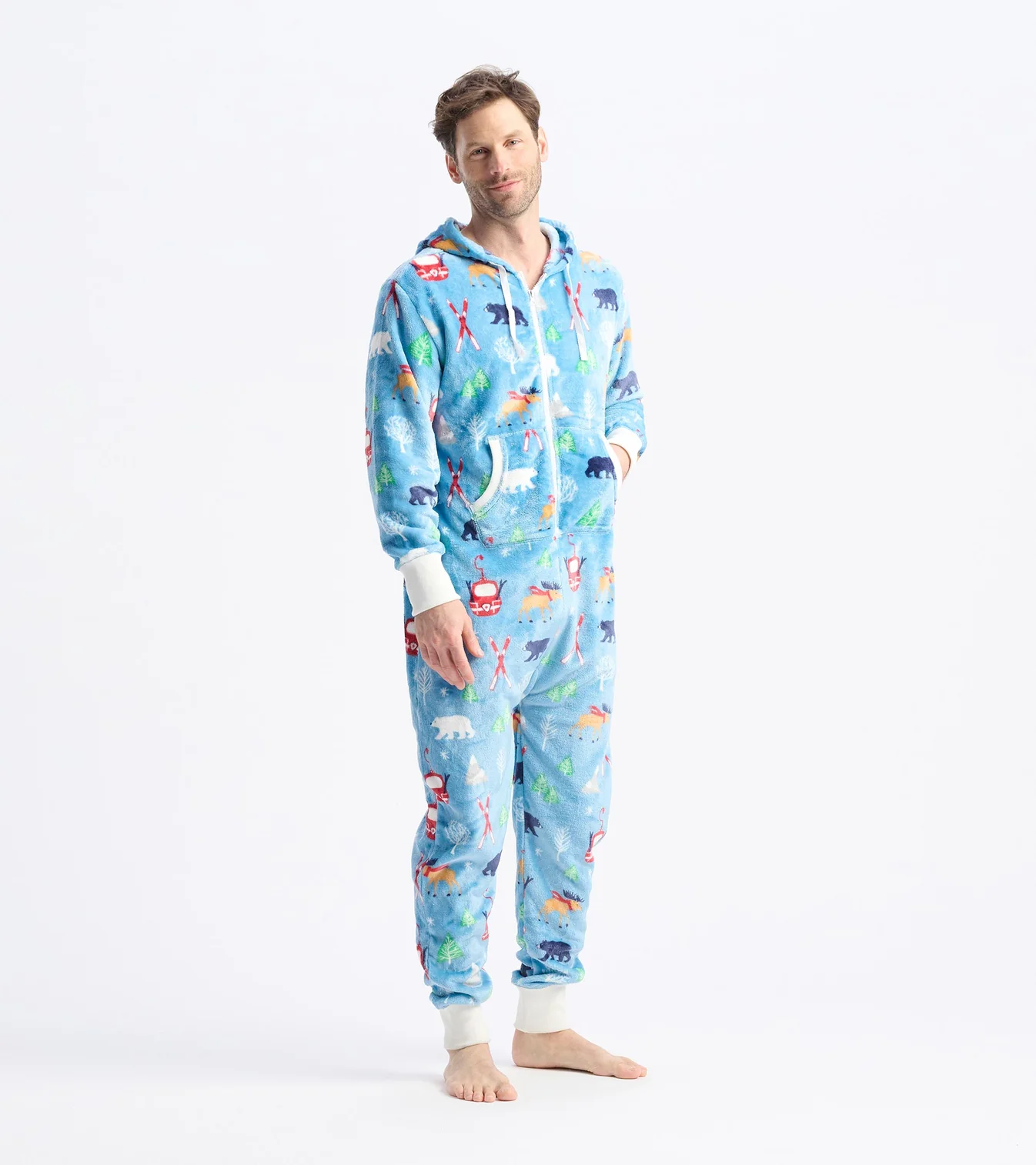 Littlle Blue House Fleece-Overall mit Kapuze in Blau - Vintage Ski