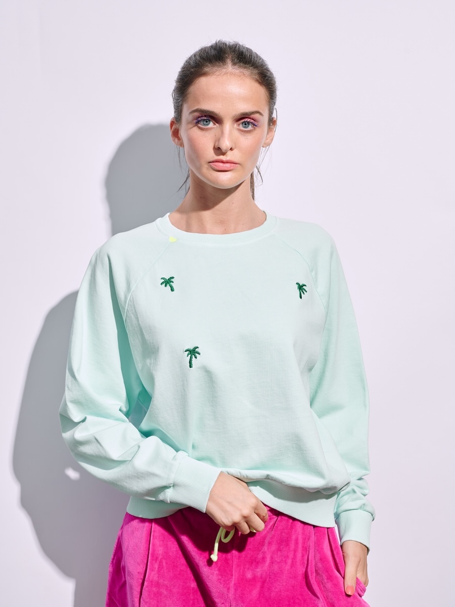 Another Brand Damen Sweatshirt in Blau mit Palmen 