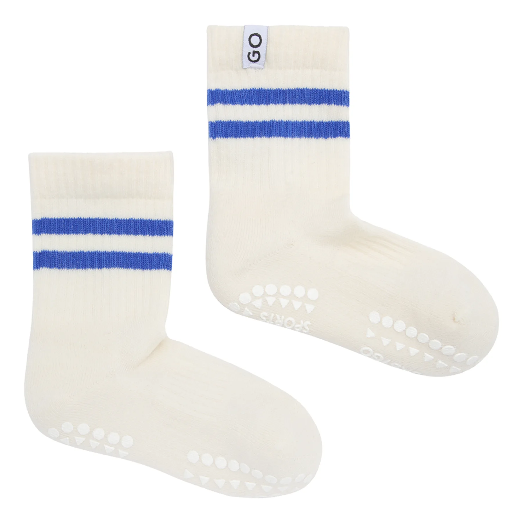 od0w3z2wjqcdourhpiwm GoBabyGo Grip Sport Stopper-Socken in Weiß mit Blaue Streifen