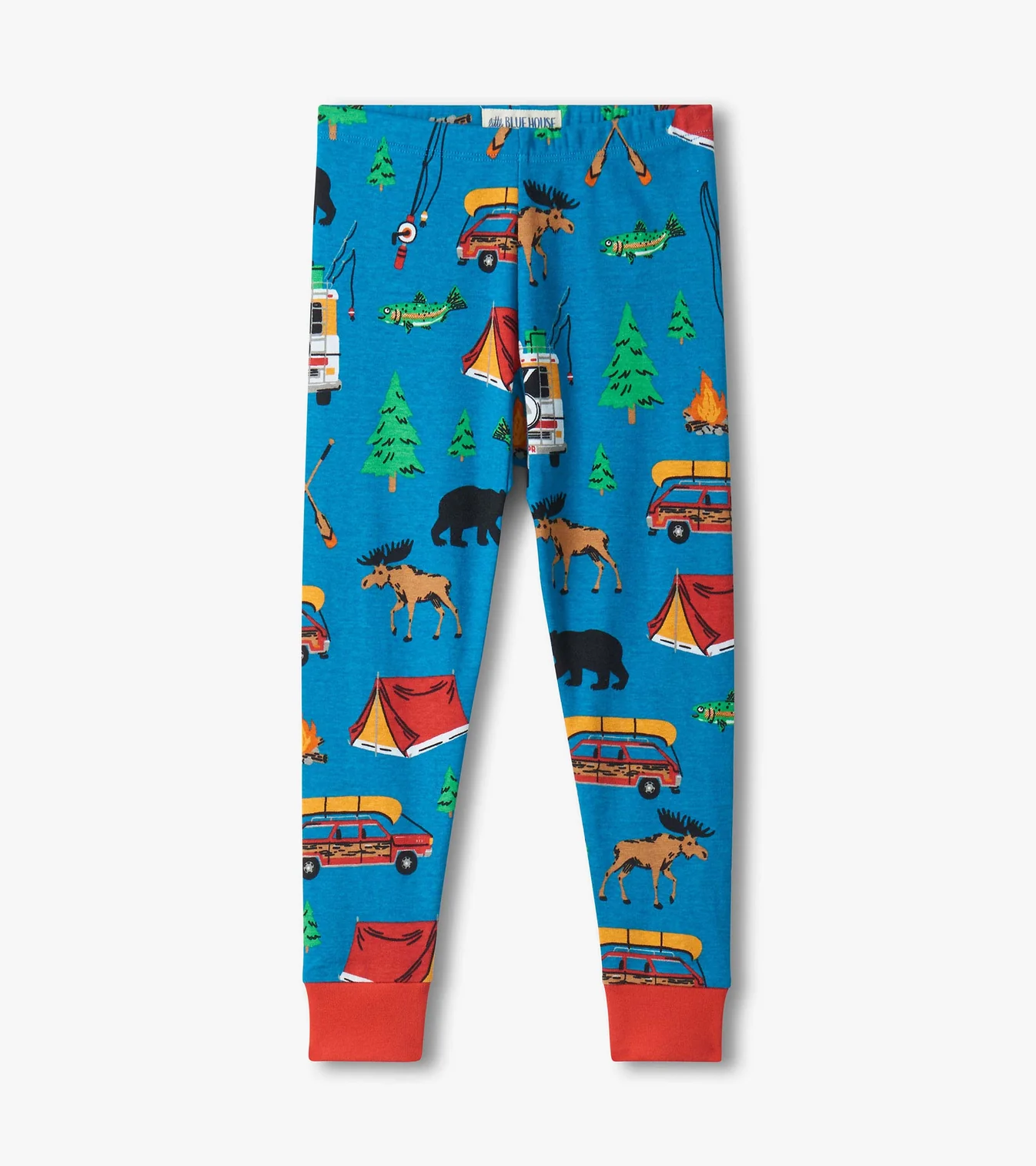 Little Blue House Pyjama in Blau - Retro Camping 