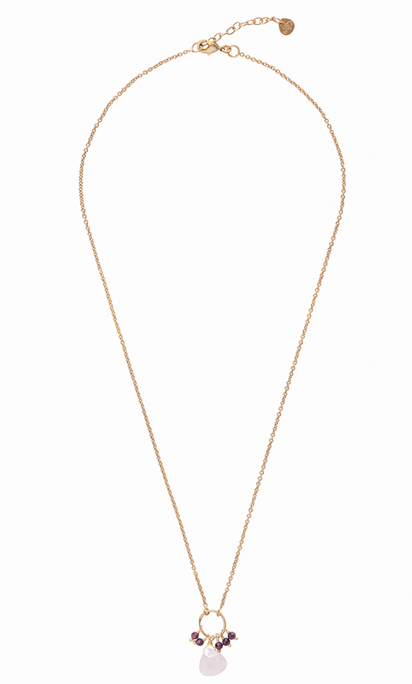 AW31113_Illusion-Rose-Quartz-Garnet-Necklace-Gold-Plated_1_A-Beautiful-Story A Beautiful Story Illusion Rosenquarz Granat Vergoldete Halskette