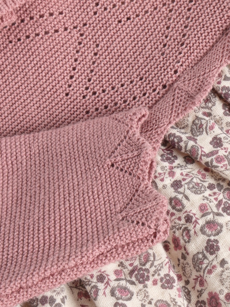 Minymo Baby Kleid in Nostalgie Rose Material Mix mit Strick und Vintage Blumen Rock Minymo Baby Kleid in Nostalgie Rose Material Mix mit Strick und Vintage Blumen Rock