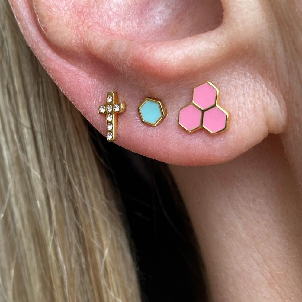 HONEY_1_STUCK-Ear_stud_1_pcs-LULU1151-Minze-1_1000x LuLu Honey - Ohrring Vergoldet mit Emaille in Mint