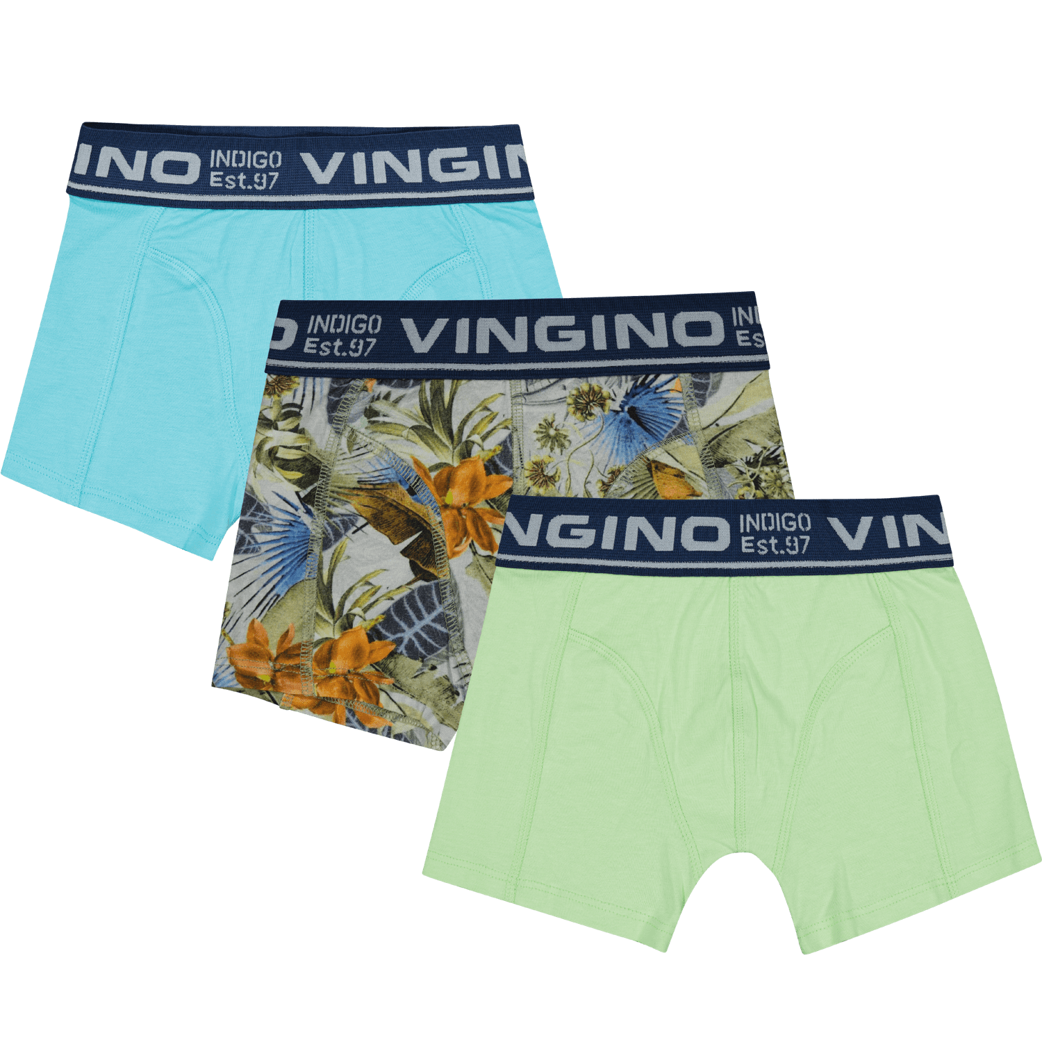 Vingino Unterhosen Boxershort 3er Pack - Island Blue - Türkis/Grün/Print